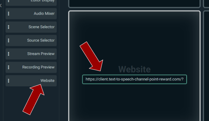 Adding a website element in the Streamlabs Desktop layout