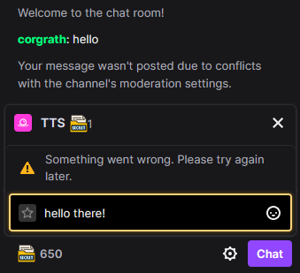 Testing the banned word in Twitch chat