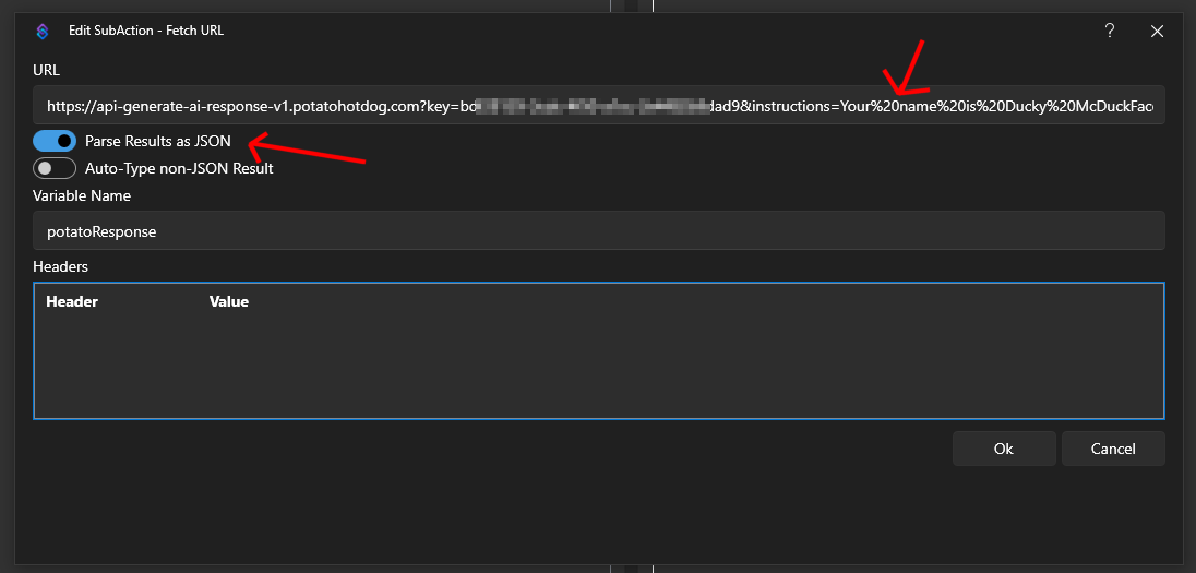 Add a Fetch URL sub action in Streamer.bot