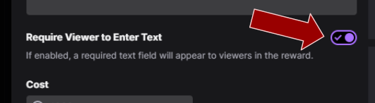 Toggle Require Viewer to Enter Text