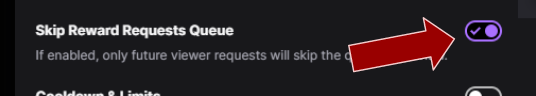 Skip the reward requests queue