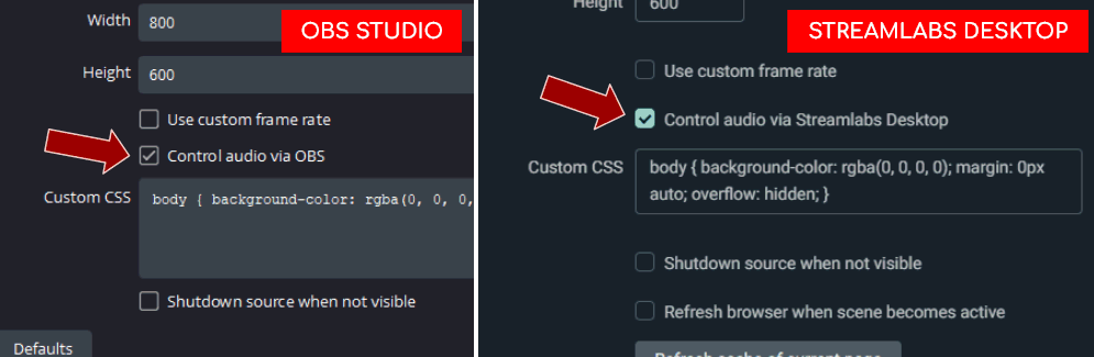 Control audio on browser source in OBS Studio